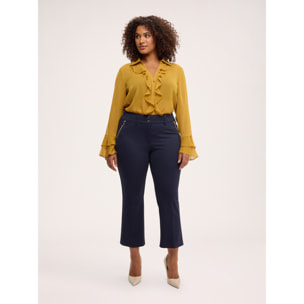 Fiorella Rubino - Blusa in crêponne con volant - Giallo