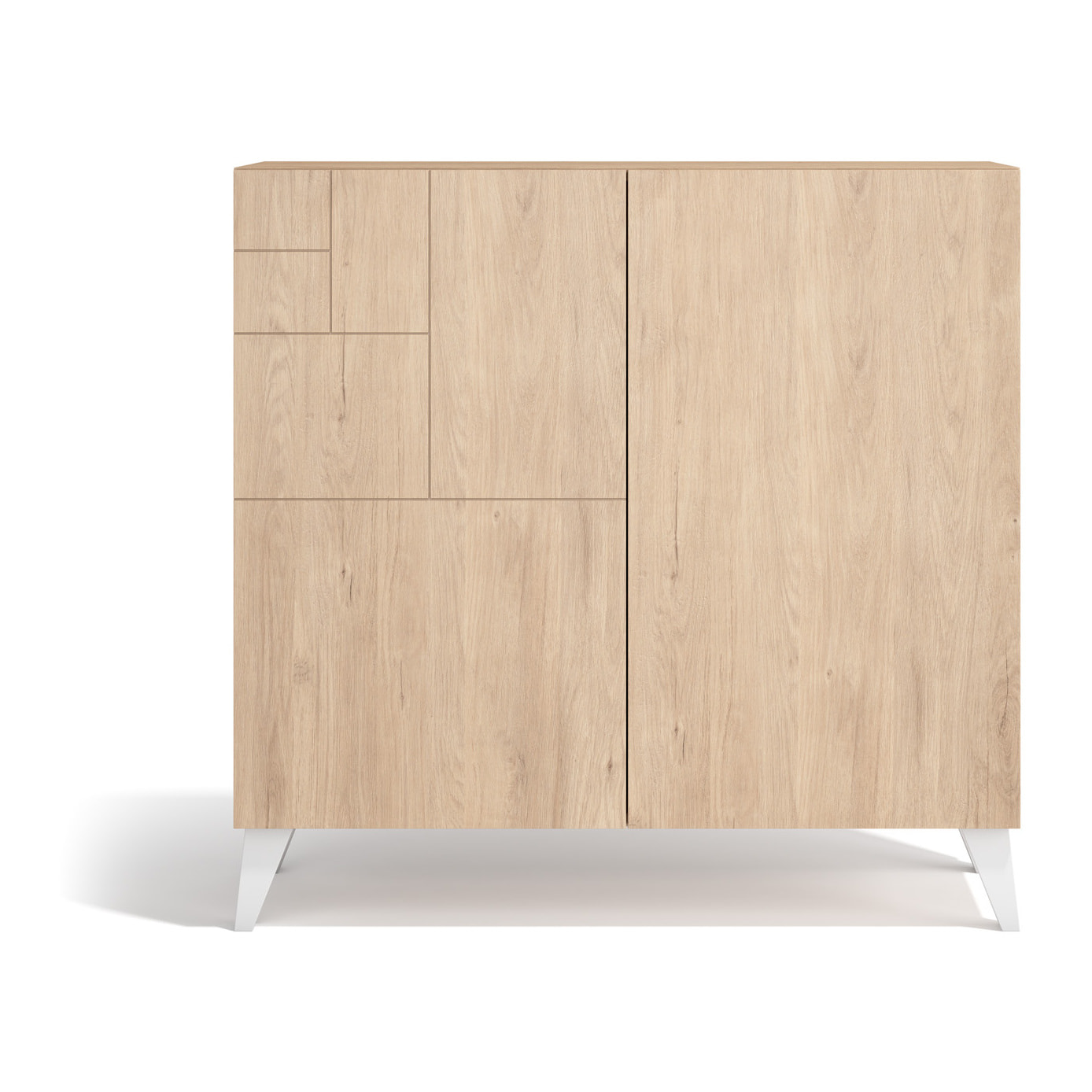 Zapatero Bergen melamina roble claro patas blanco 87x90x27 cm