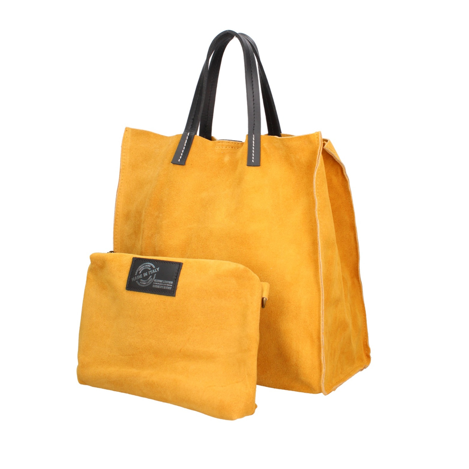 Borsa a mano da donna Made in Italy - Modello Novara Lux - Pelle Scamosciata - 34.5 x 32.0 x 17.0 cm