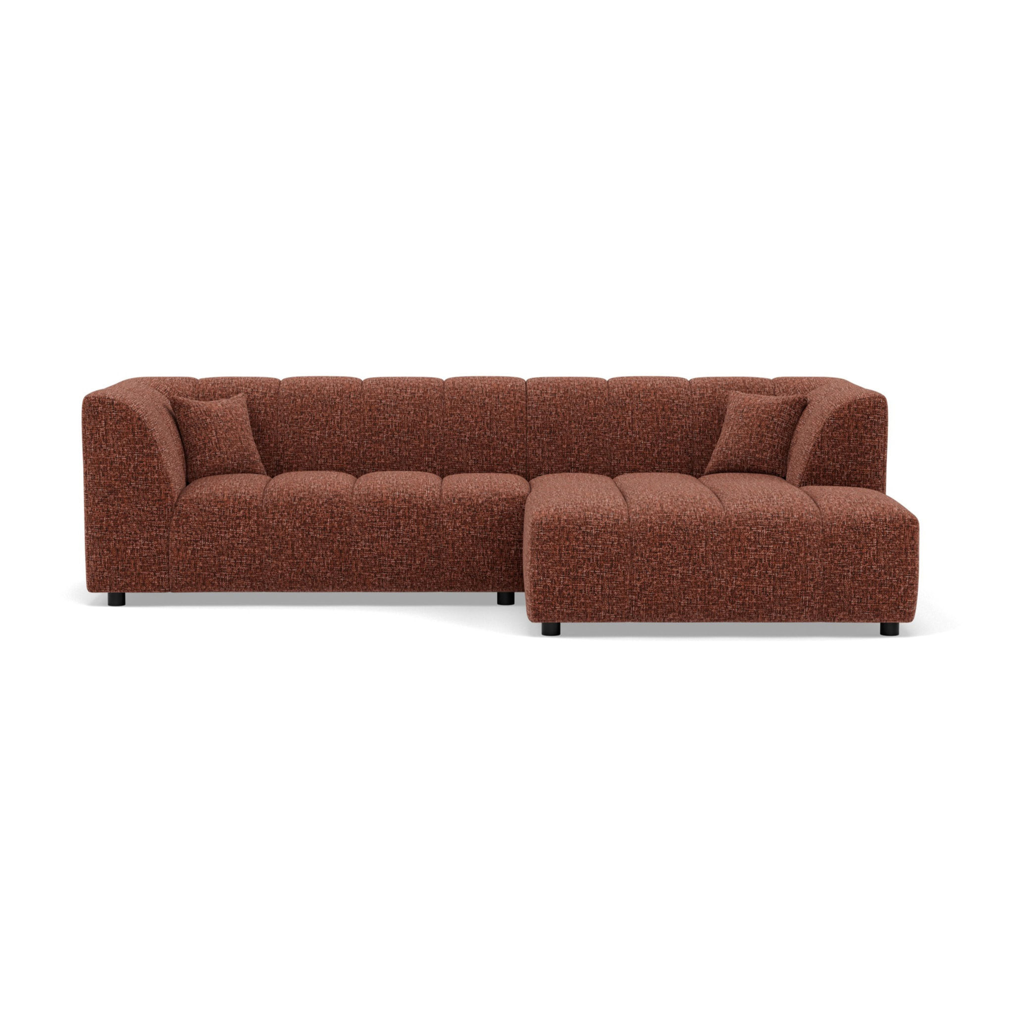Curtis - canapé d'angle droit 4 places avec accoudoir en tissu texturé - Terracotta