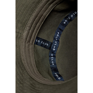 Sombrero bucket verde caqui con logo bordado minimal Polo Club