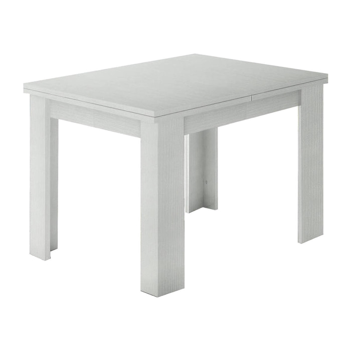 Tavolo allungabile Airin, Consolle ausiliare da cucina, Tavolo allungabile, 100% Made in Italy, cm 90x90h75, Bianco lucido Larice