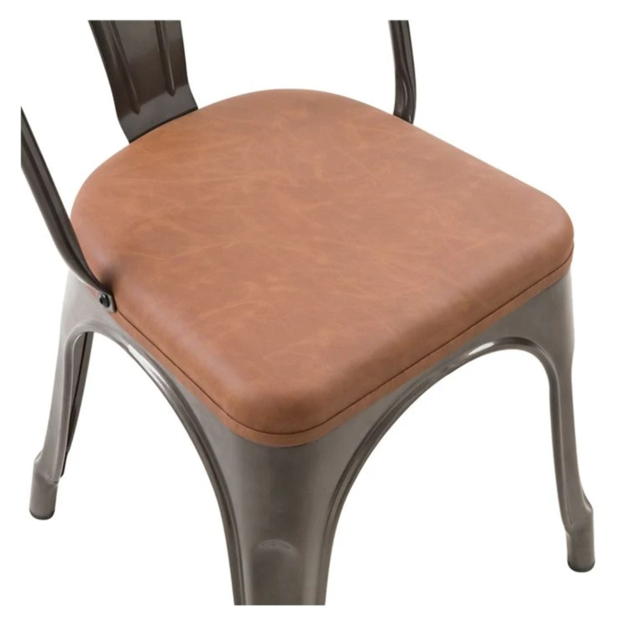 Lot de 2 chaises en métal gris et cuir synthétique marron - Charly