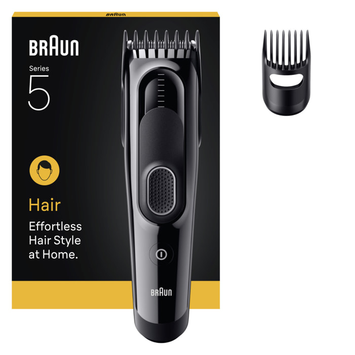 Braun Tondeuse À Cheveux Series 5, + 2 Outils Pour Créer Son Style, Lame Affûtée Et Inusable, 9 Longueurs, HC5510, Noir