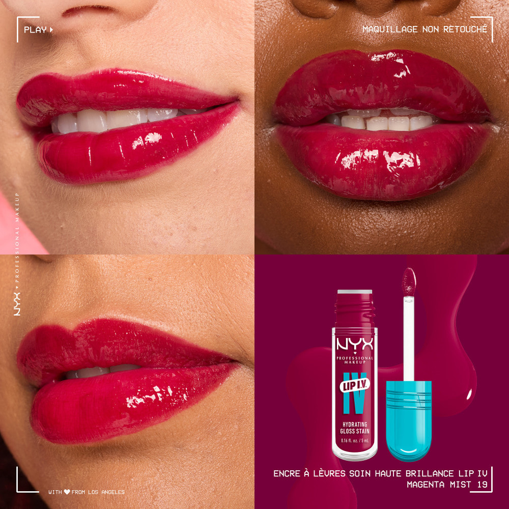 NYX Professional Makeup, Lip IV, Gloss, jusqu'à 12h d'hydratation, hautement pigmenté, fini brillant, Magenta Mist