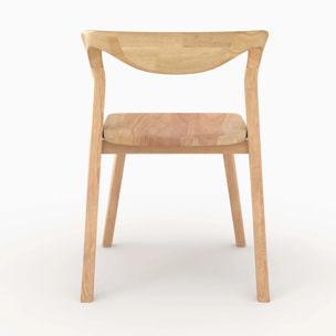 Chaise en bois d'hévéa clair, dossier courbé - Vega
