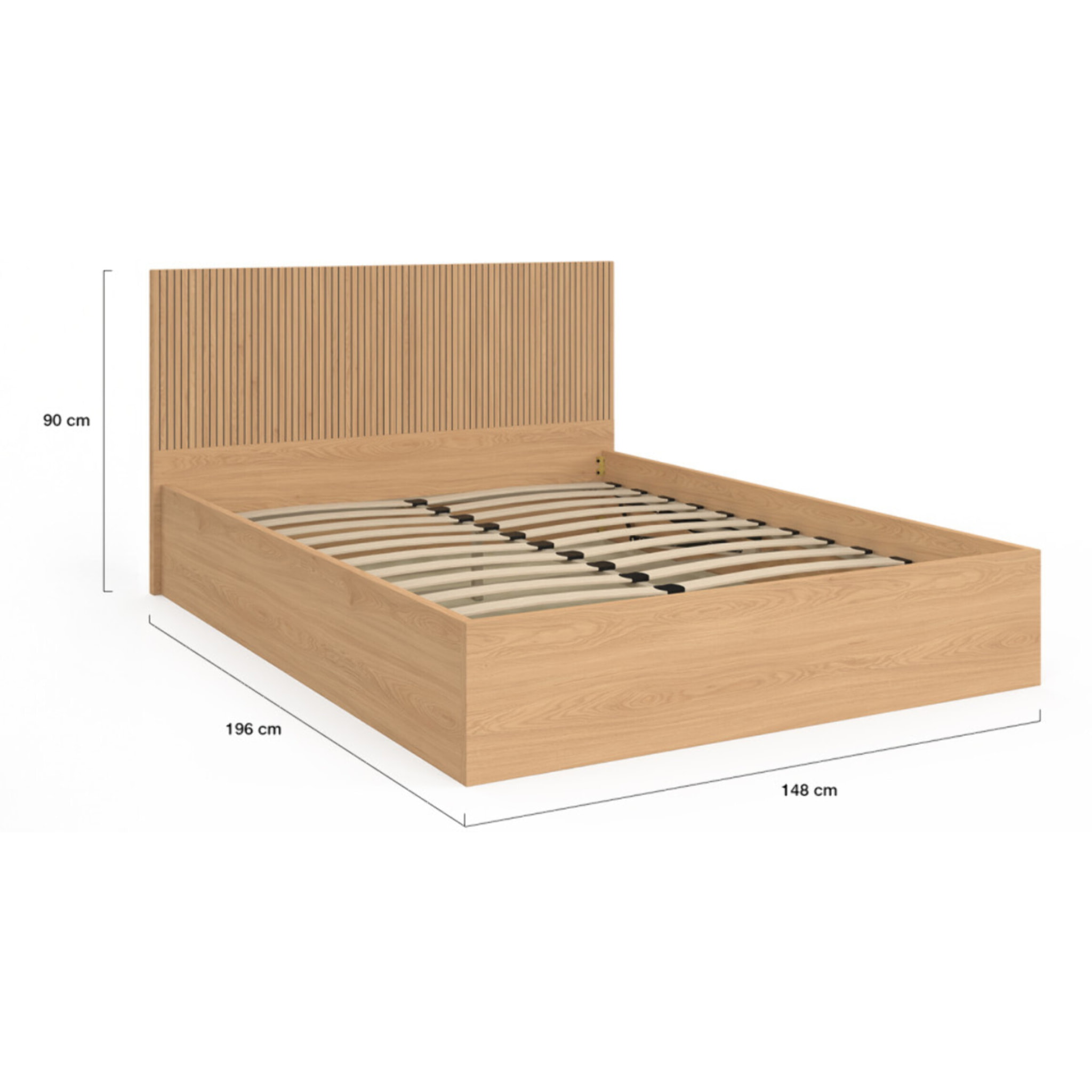 Lit coffre Faustine 140x190cm tête de lit lattes