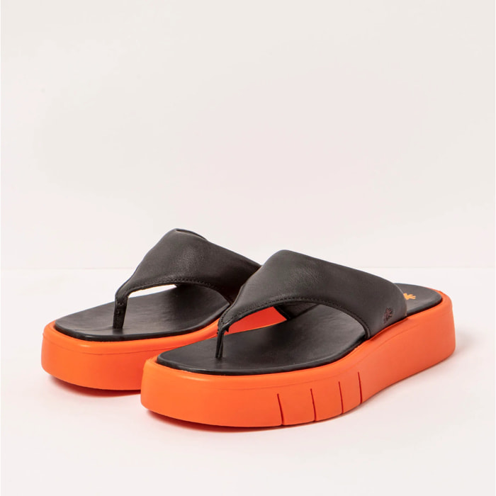 Sandalias 1852 NAPPA BLACK-ORANGE/ MALAGA color Black-orange