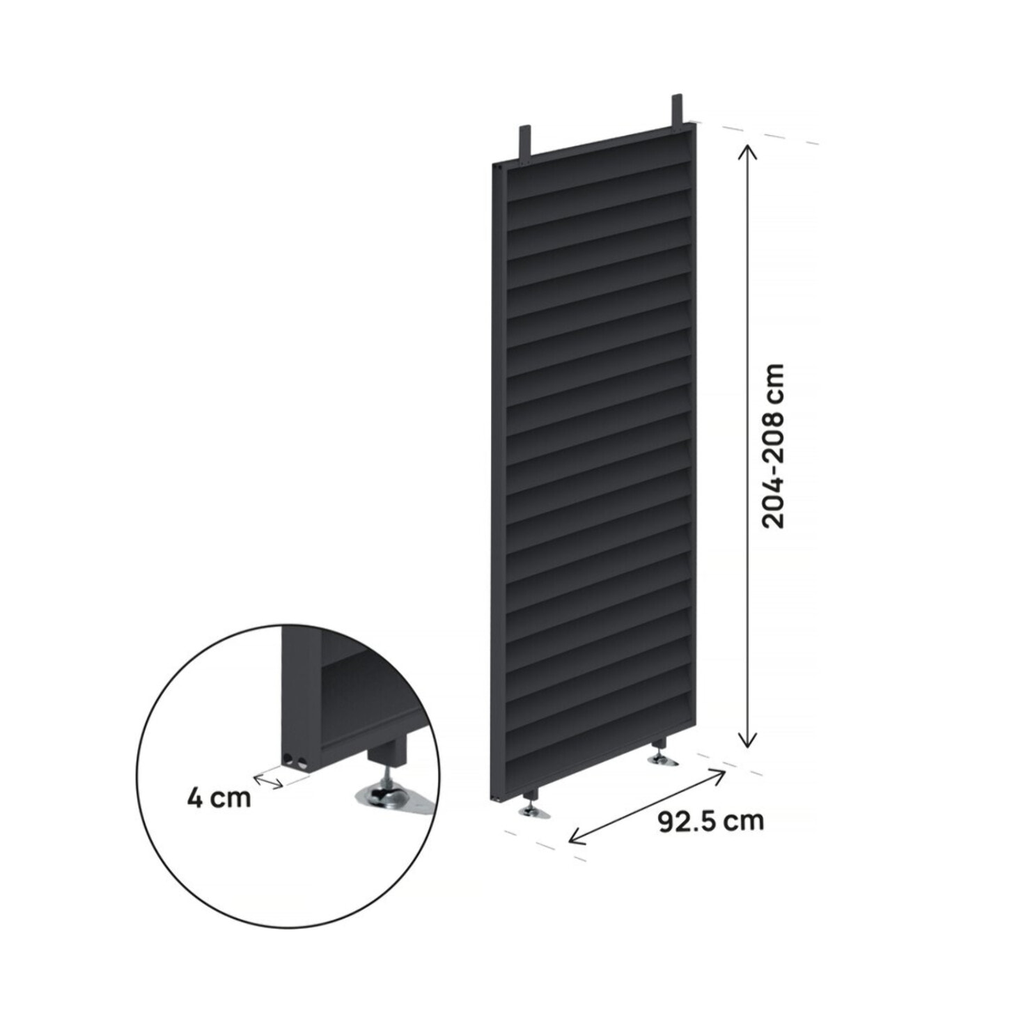 Persienne pour pergola bioclimatique en acier galvanisé "Clifford" - 92 x 4 x 208 cm - Gris