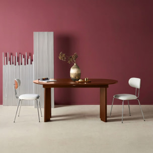 Table à manger oblongue extensible bois d'hévéa et placage chêne 6-8 places ALBANE