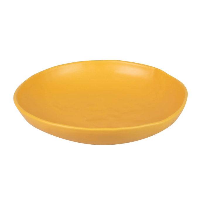 Centro De Mesa Ceramica Amarillo Mate 36x36x8 Cm