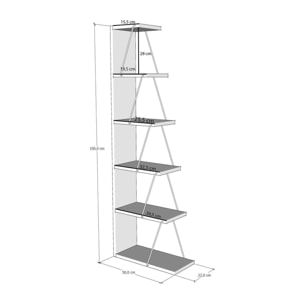 Libreria Dpallanc, Scaffale da ufficio, Mobile portalibri, Biblioteca, 50x22h150 cm, Antracite e Nero