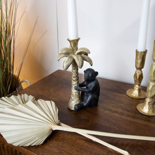 Chandelier palmier doré avec singe noir h19cm RICO