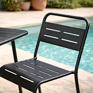 EVORA Ensemble table de jardin carrée et 2 chaises