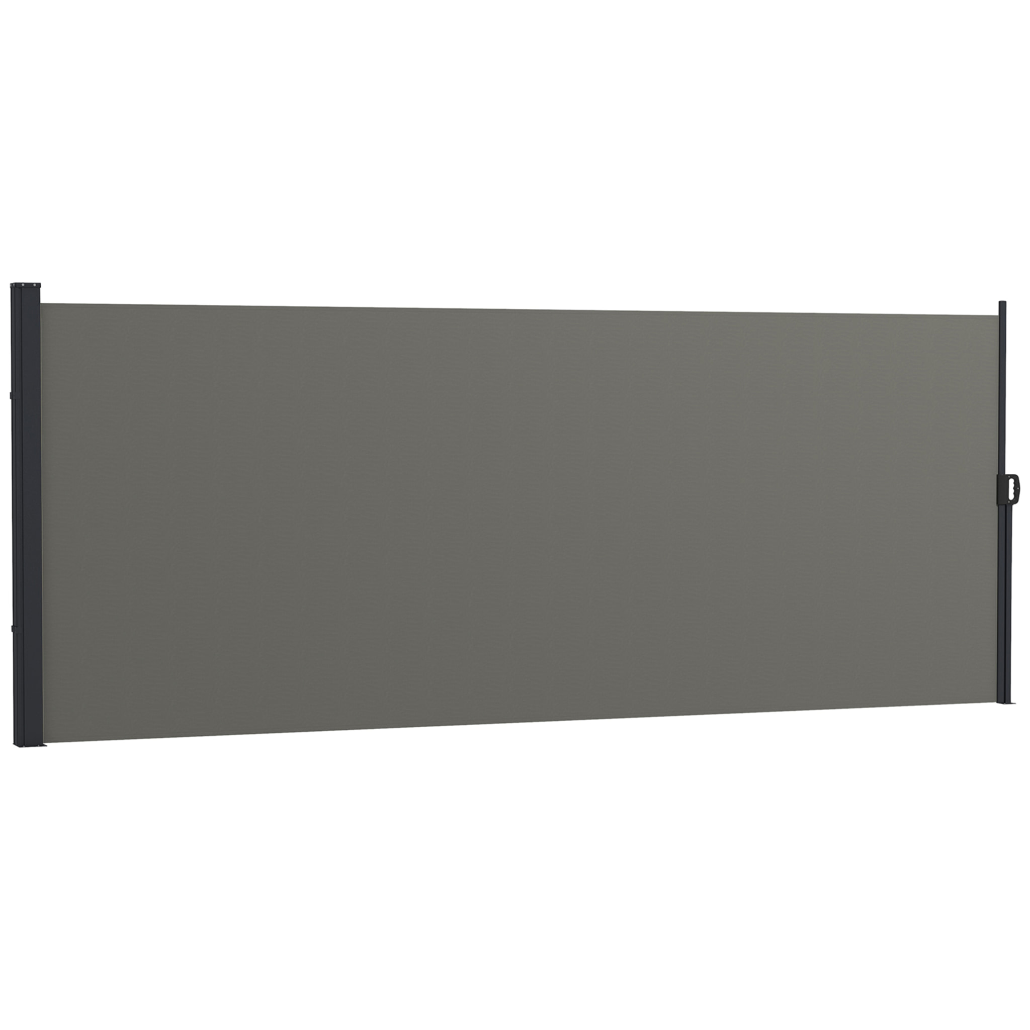 Store latéral brise-vue paravent rétractable de jardin dim. 4L x 1,60H m alu. polyester haute densité 180 g/m² gris foncé