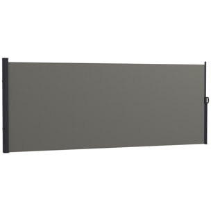 Store latéral brise-vue paravent rétractable de jardin dim. 4L x 1,60H m alu. polyester haute densité 180 g/m² gris foncé