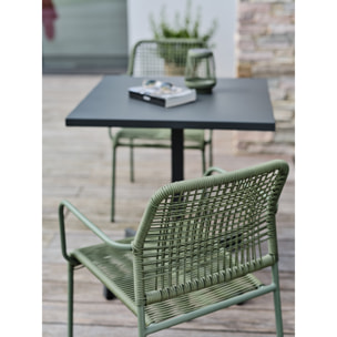 LOUISE - Ensemble repas de jardin 2 places en acier gris anthracite