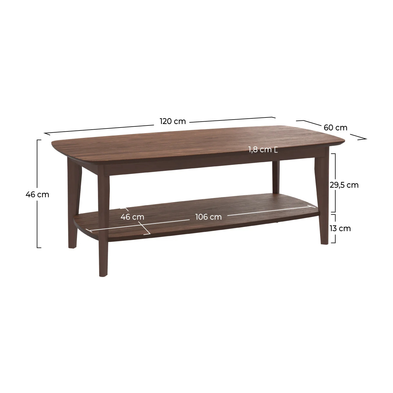 Table basse rectangulaire en bois foncé - Sadi