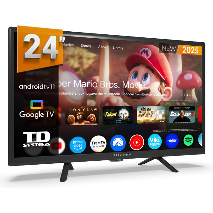 Smart TV 24 pulgadas HD Hey Google Official Assistant con control por voz. Televisor Android 11 - TD Systems PRIME24C19GLE