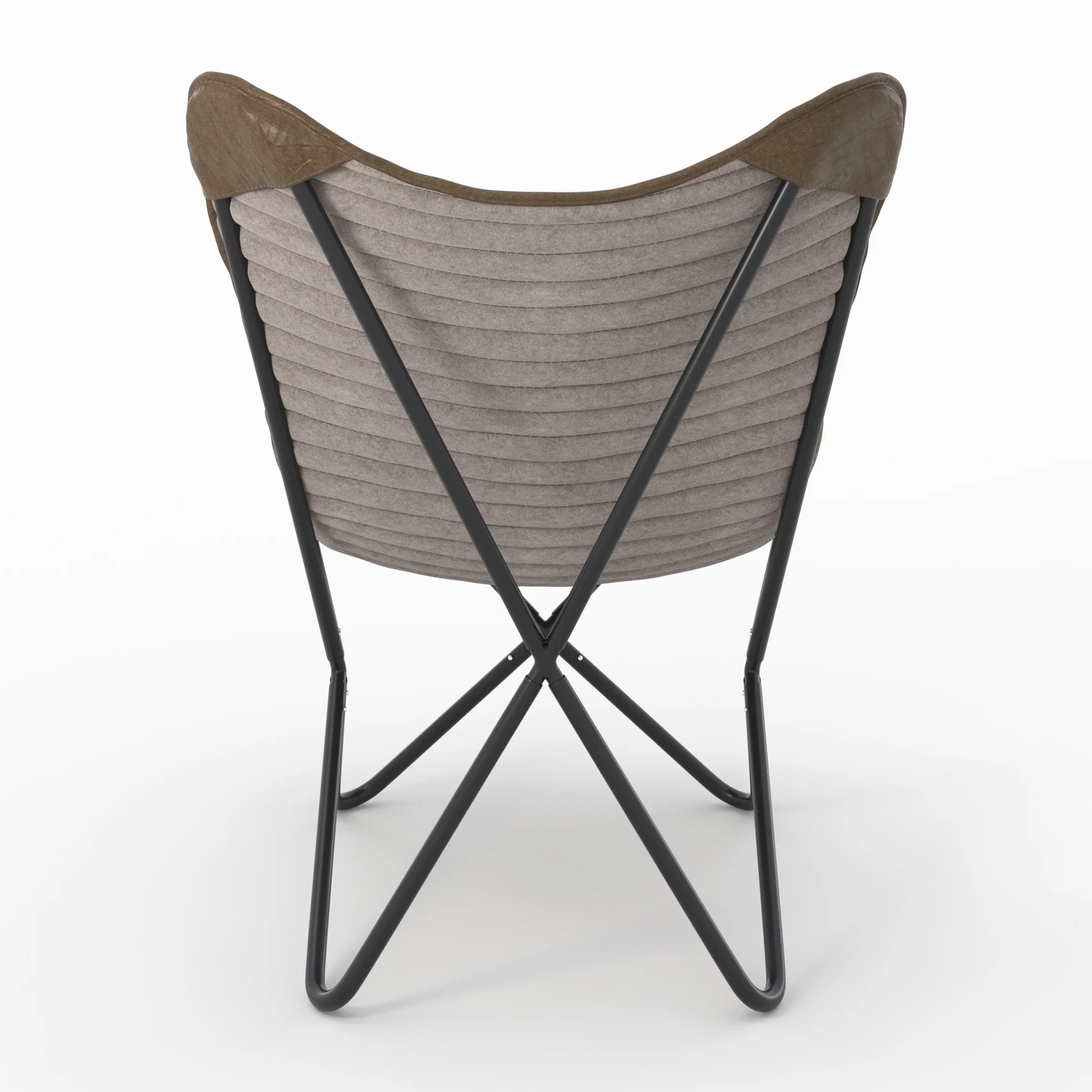 Fauteuil papillon en cuir de chèvre marron - Octave