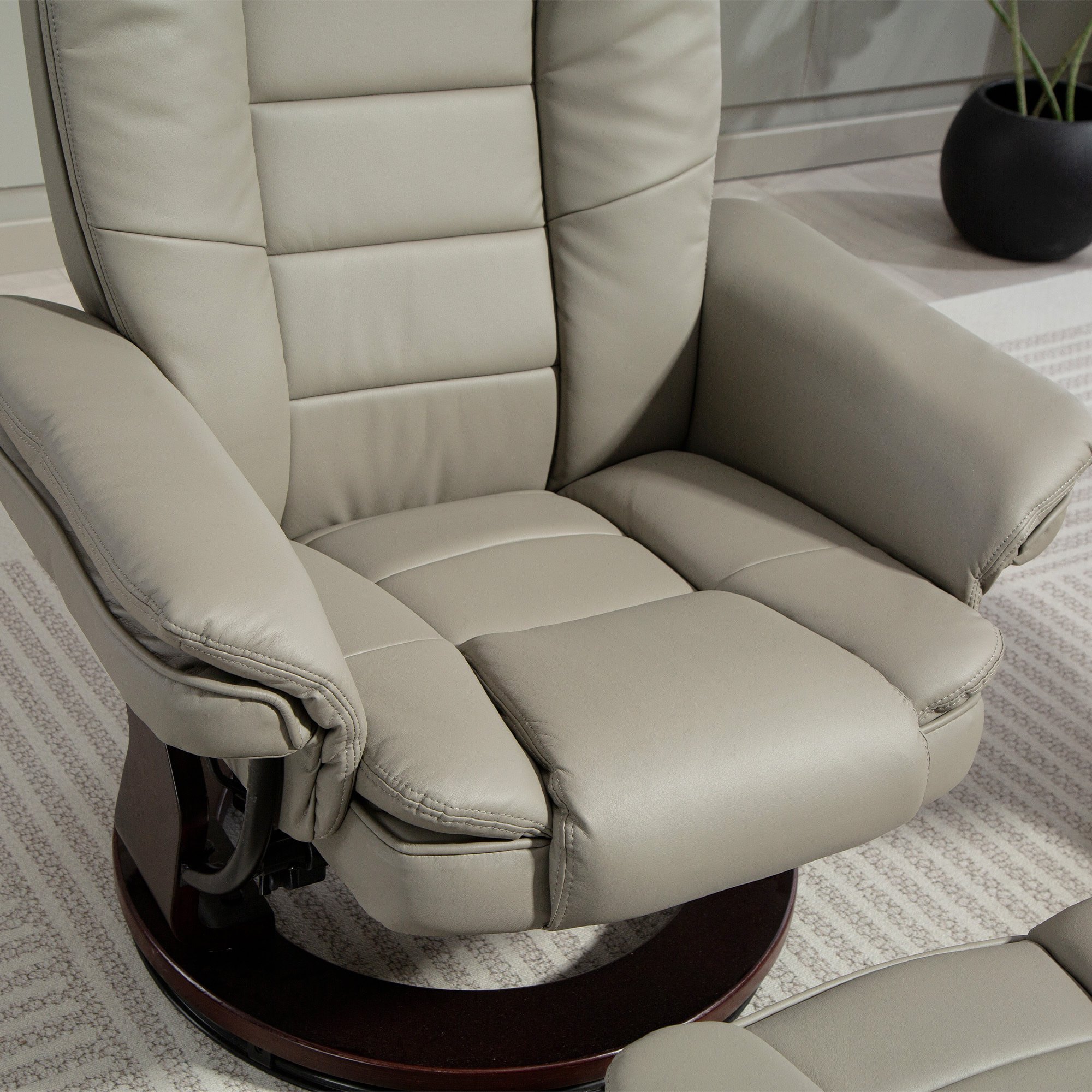 Fauteuil de relaxation inclinable pivotant avec repose-pied PU grège