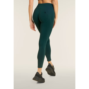 Leggings Seamless 7/8 con Vita Alta e Inserti in Costina