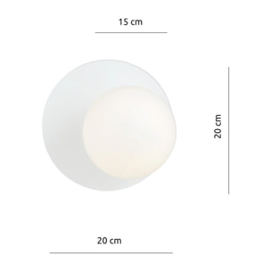 Lampada a parete Oslo in acciaio bianco con diffusore opalino