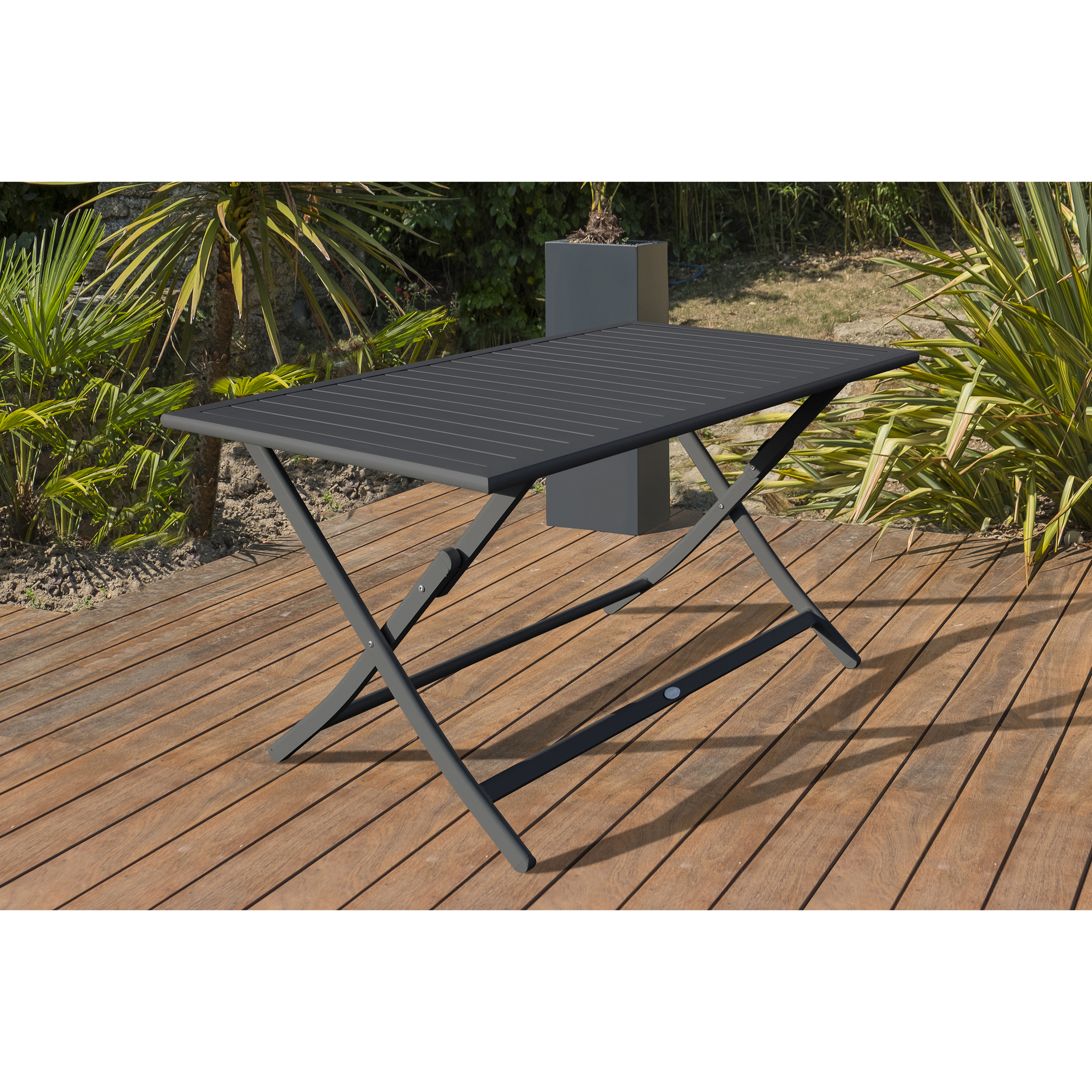 MARIUS - Ensemble repas de jardin 4 places en aluminium gris anthracite