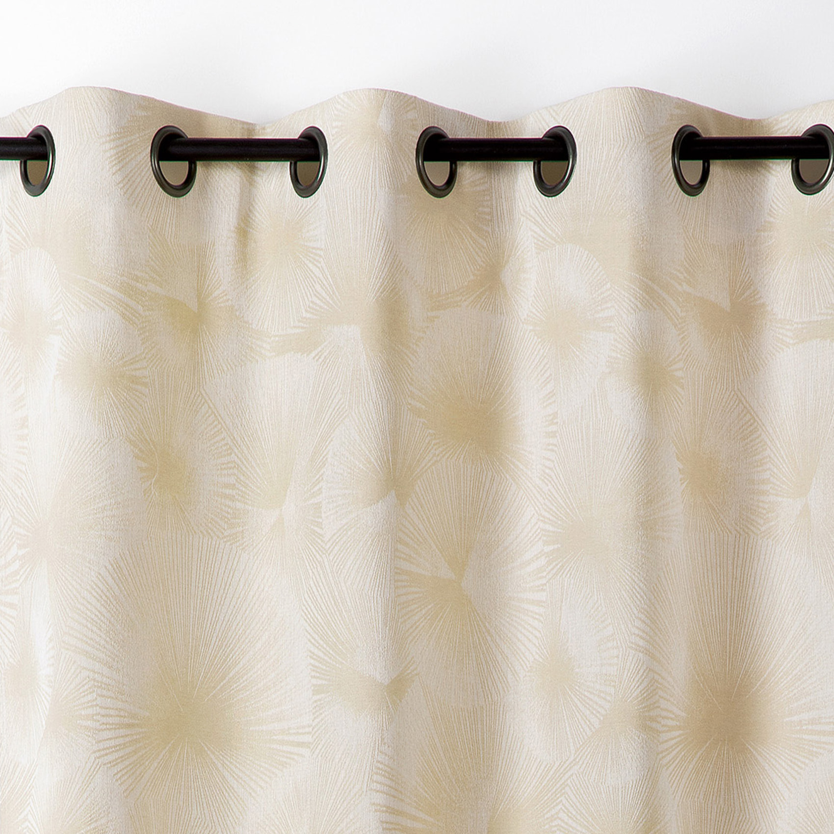 Rideau jacquard motif soleil à oeillets - Beige