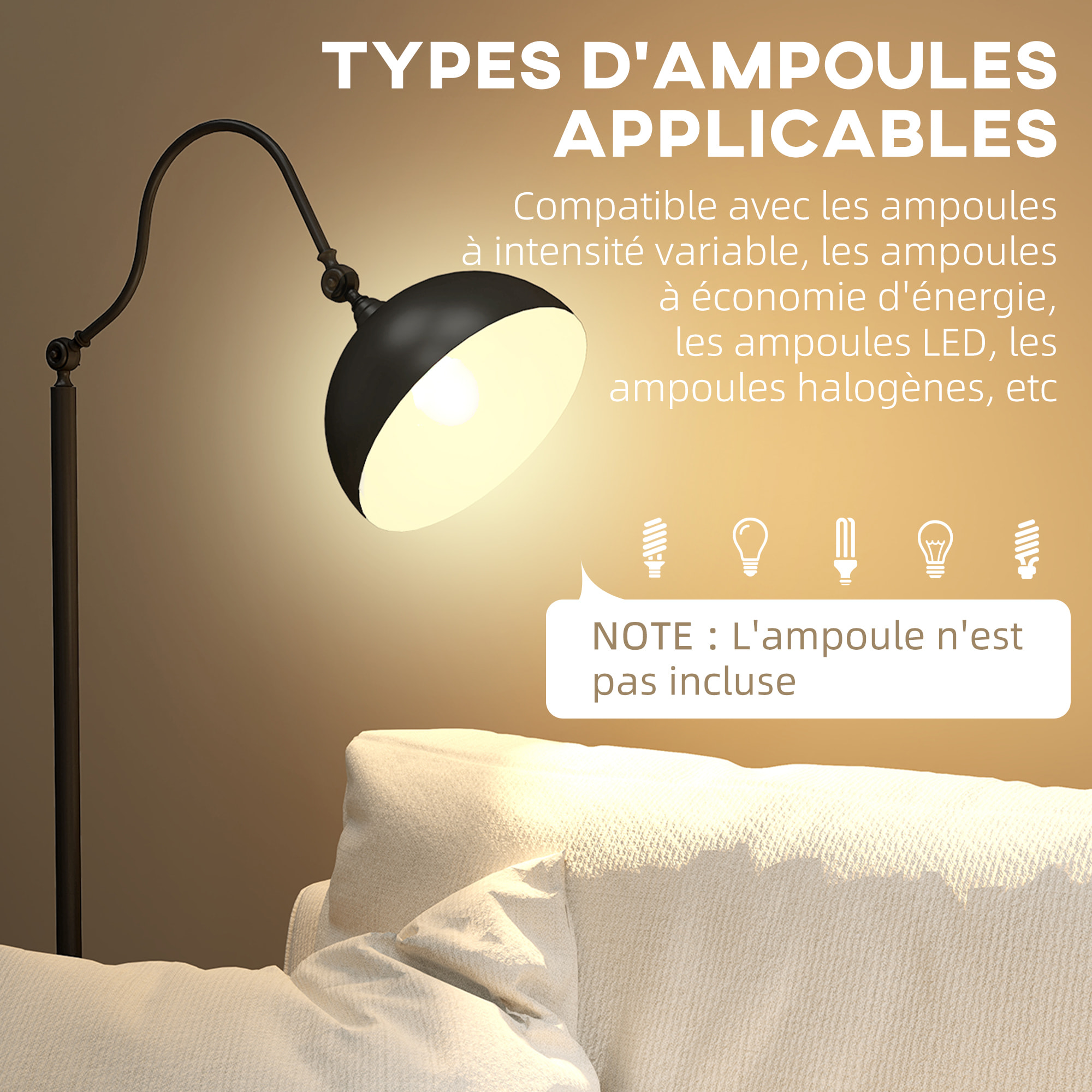 Lampadaire style néo-rétro métal noir - abat-jour réglable - H.152 cm