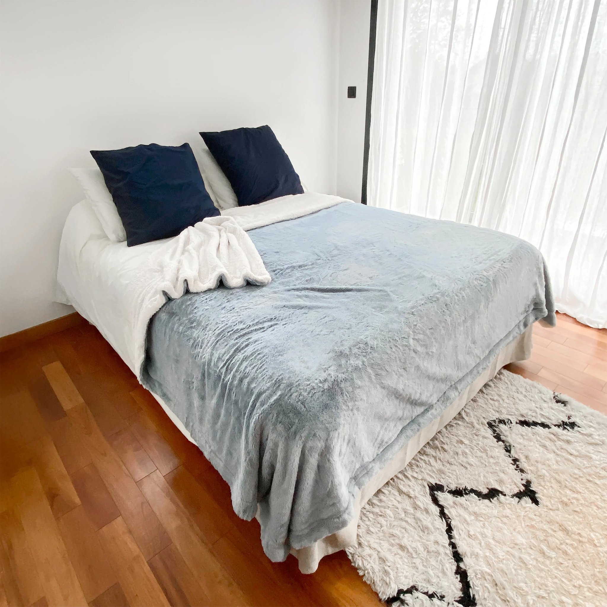 Couverture imitation "Lapin" - Cocoon Bleu Gris - 610g/m²