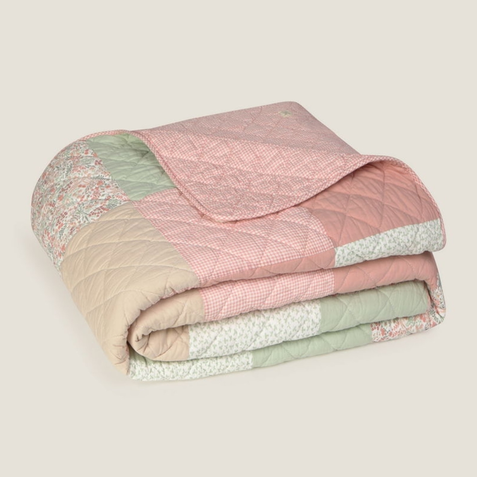 Colcha de algodón acolchada patchwork Crepatcol color rosa 100% Algodón