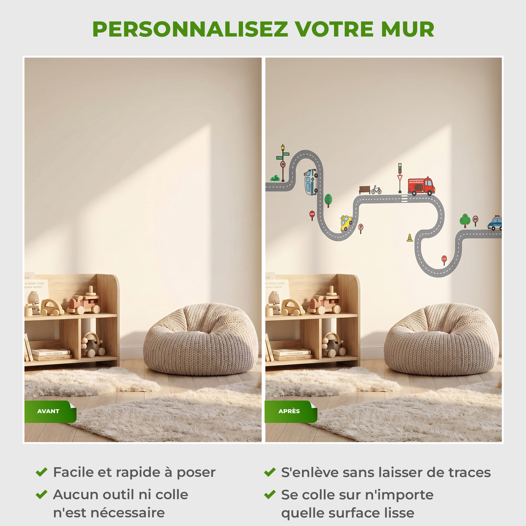 Stickers Muraux décoration adhésifs petites voitures