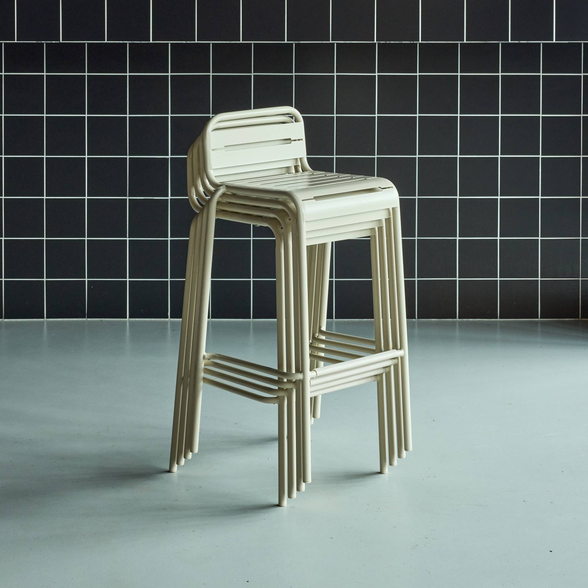 Chaise haute de jardin acier 69cm (lot de 4) AMÉLIA