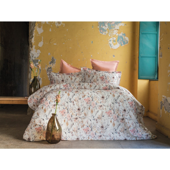 Parure housse de couette 240x220 cm et 2 taies d'oreiller 63x63cm satin de coton imprimé