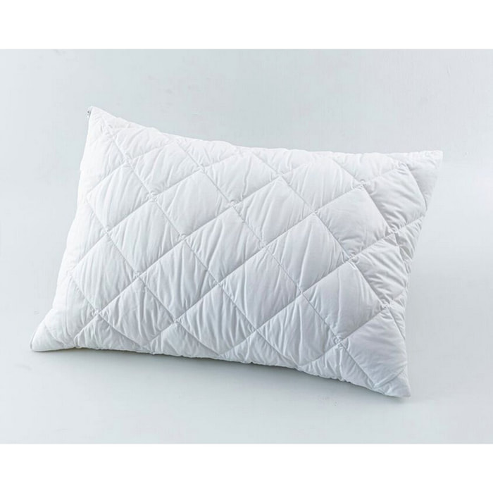 Lot De 2 Protege Oreiller 100% Polyester 205gsm Matelasse / Respirant Blanc