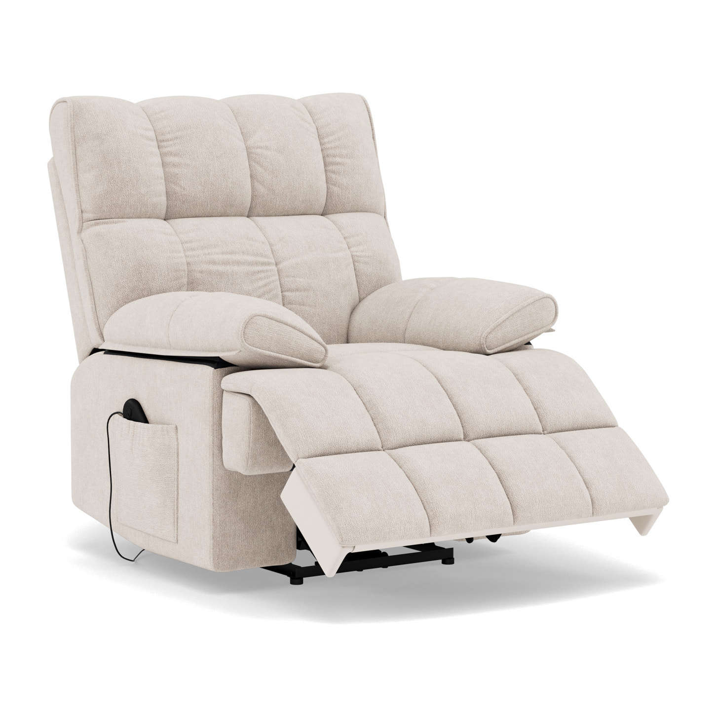 Chandler - Fauteuil relax électrique en velours texturé - Beige