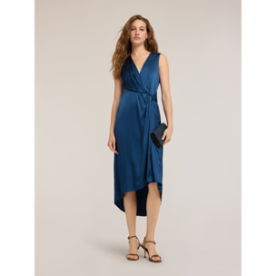 Motivi - Vestido de satén con drapeado - Azul