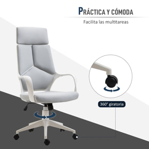Silla de Oficina Giratoria, Función Basculante, Silla de Escritorio de Malla con Altura Ajustable, Respaldo Alto y Reposabrazos, para Estudio, Dormitorio, Despacho, Carga 120 kg, Gris