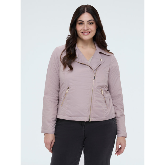 Fiorella Rubino - Piumino biker con chiusura asimmetrica - Rosa