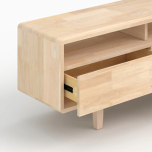 Meuble TV en bois d'hévéa massif - Gisèle