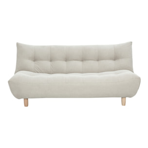 Canapé convertible scandinave 3 places en tissu beige et bois clair YUMI