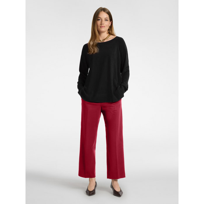 Elena Mirò - Pantaloni chinos in punto milano misto viscosa - Bordeaux