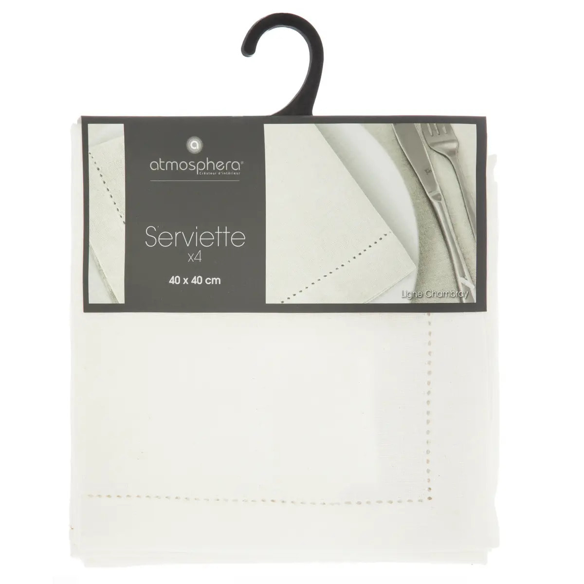 Lot de 4 serviettes de table "Jane" blanc 40x40cm