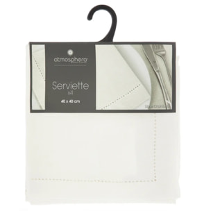 Lot de 4 serviettes de table "Jane" blanc 40x40cm