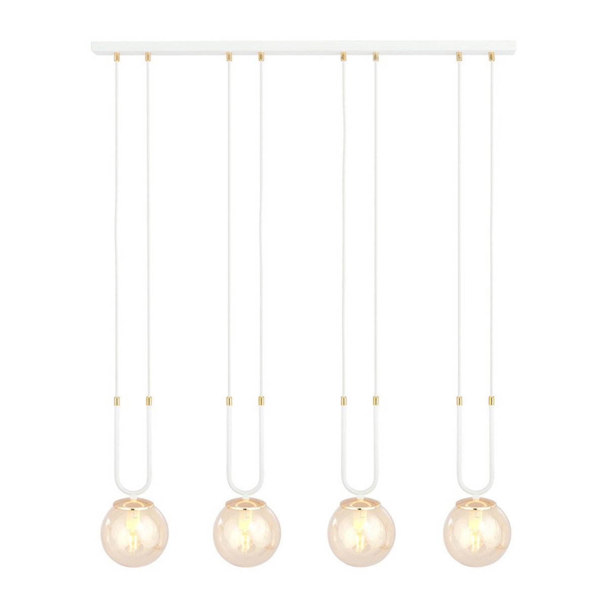 Lampada a sospensione GLAM in acciaio bianco e vetro ambra