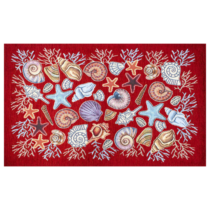 TAPPETO DA CUCINA CONCHIGLIE ROSSO DON GIOVANNI CON FONDO ANTISCIVOLO