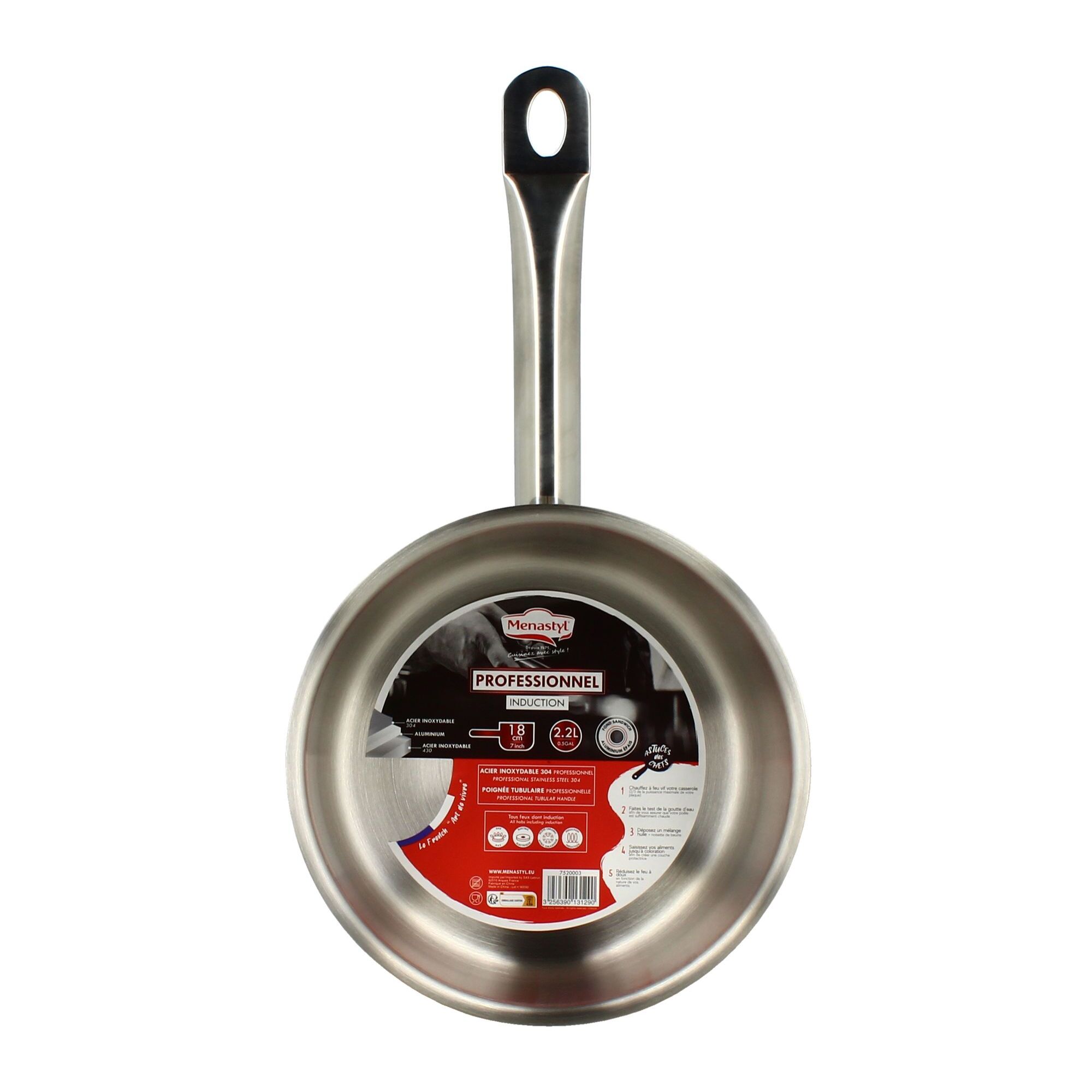 Casserole professionnelle acier inoxydable 18cm - tous feux  PROFESSIONNEL