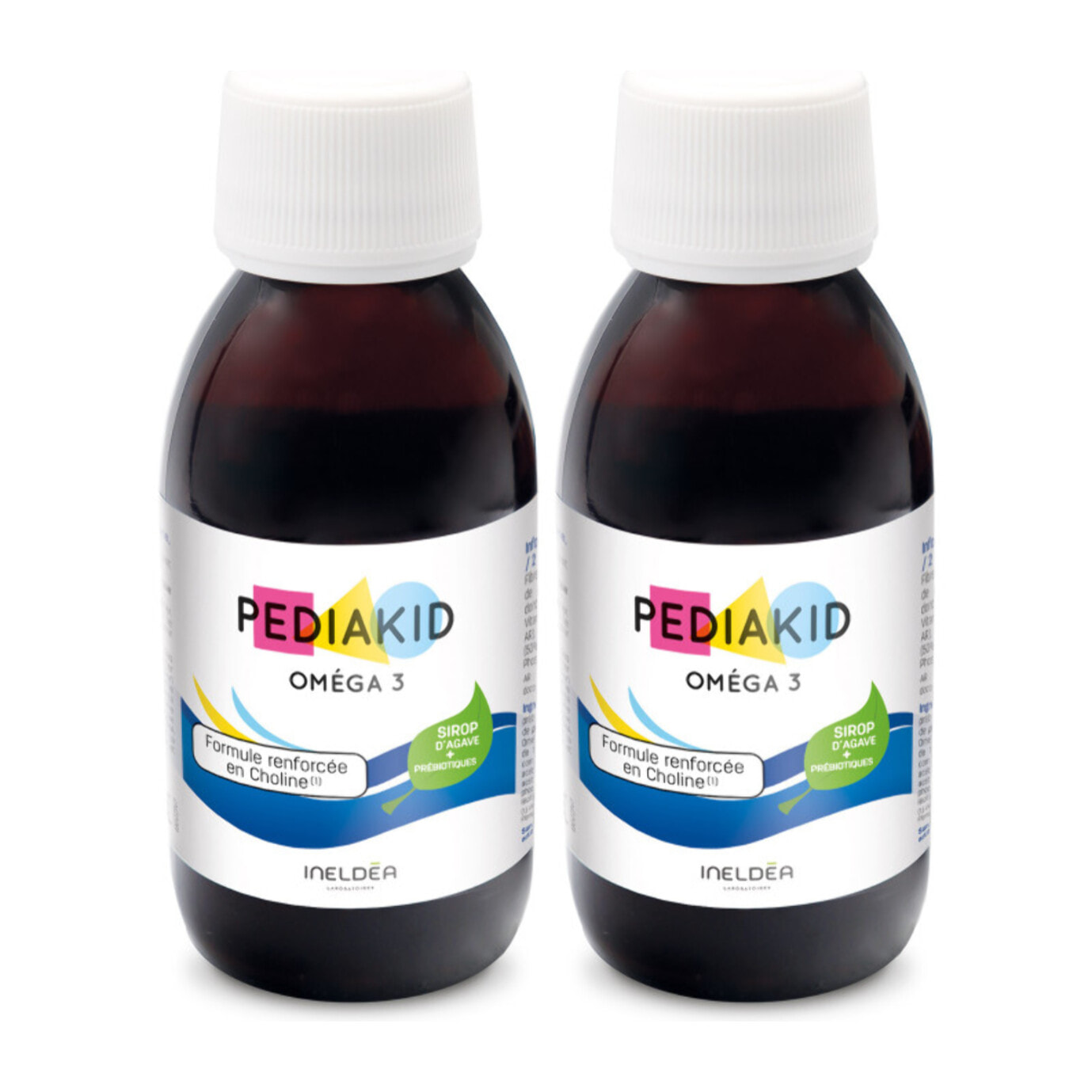 PEDIAKID - Oméga 3 - Complément Alimentaire Naturel - Formule Exclusive au Sirop d'Agave - Riche en DHA - Favorise le Bon Fonctionnement du Cerveau - Goût Citron-Cola - Lot de 2 Flacons 125 ml