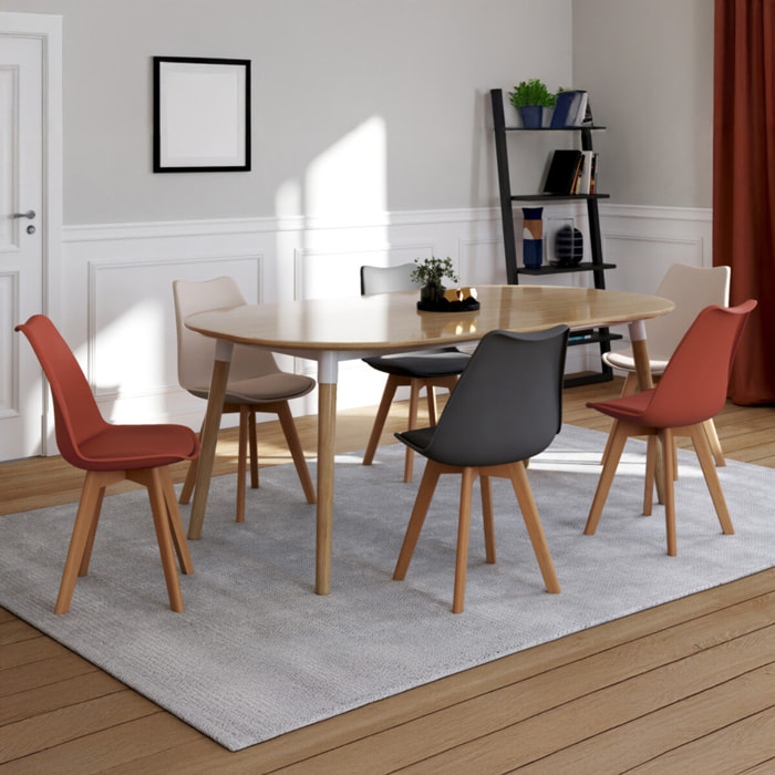 Chaises Nordia pieds bois de hêtre - Mix color - beige, terracotta, gris foncé